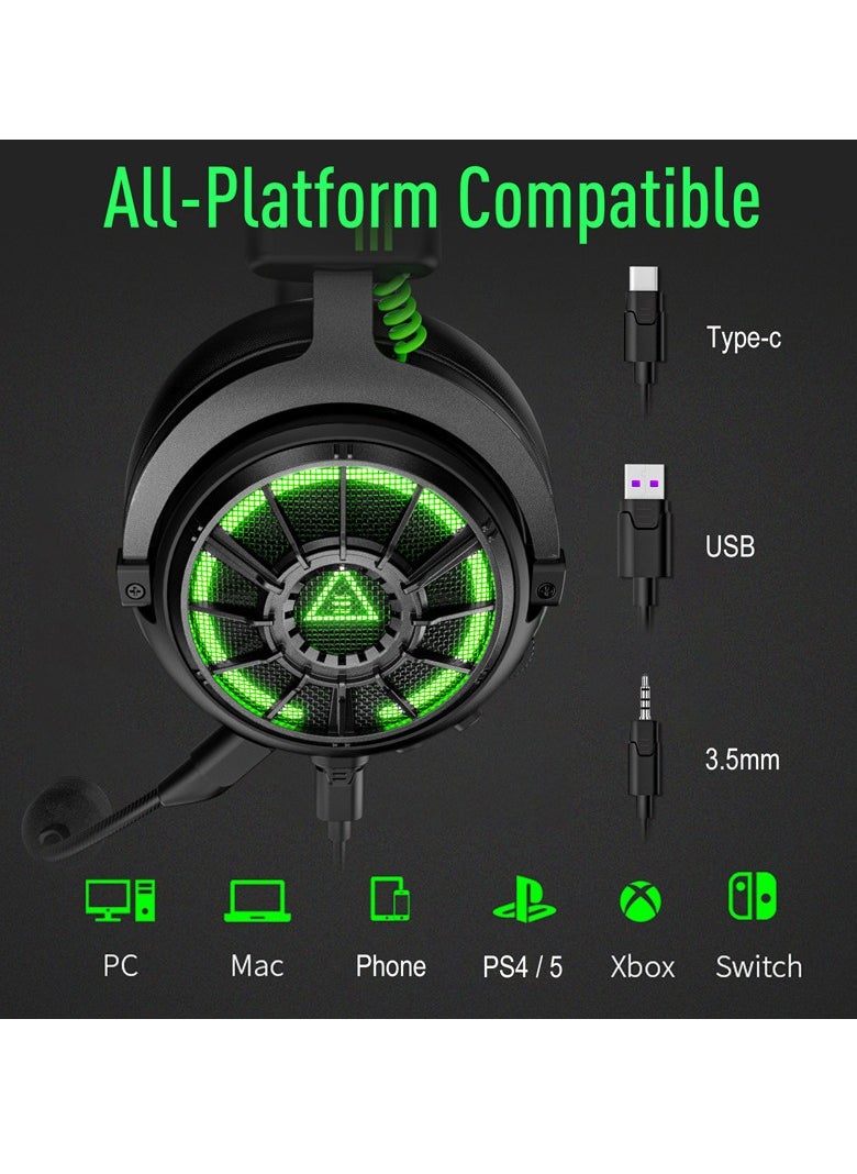 EKSA - Gaming Headset  7.1 Surround Sound for PS4 PS5 Xbox, AI Intelligent Noise Cancelling Microphone, Game/Muisc Mode, Wired Headphones for Xbox one, Computer - Image 1