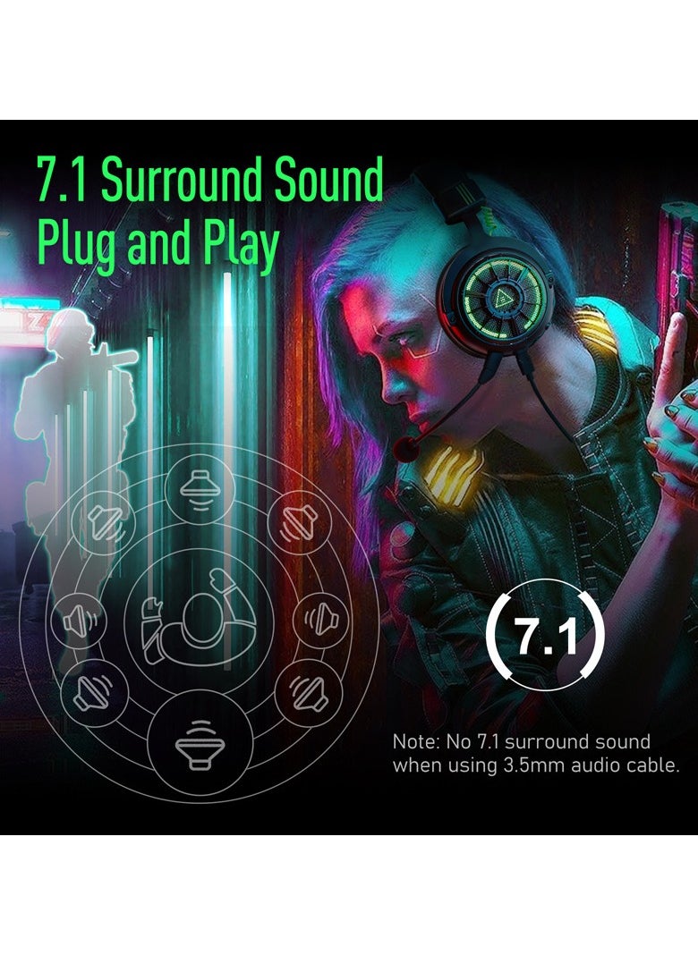 EKSA - Gaming Headset  7.1 Surround Sound for PS4 PS5 Xbox, AI Intelligent Noise Cancelling Microphone, Game/Muisc Mode, Wired Headphones for Xbox one, Computer - Image 1
