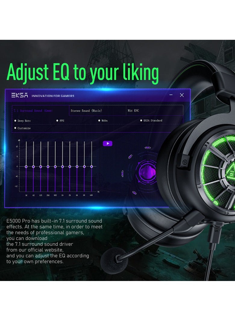 EKSA - Gaming Headset  7.1 Surround Sound for PS4 PS5 Xbox, AI Intelligent Noise Cancelling Microphone, Game/Muisc Mode, Wired Headphones for Xbox one, Computer - Image 1