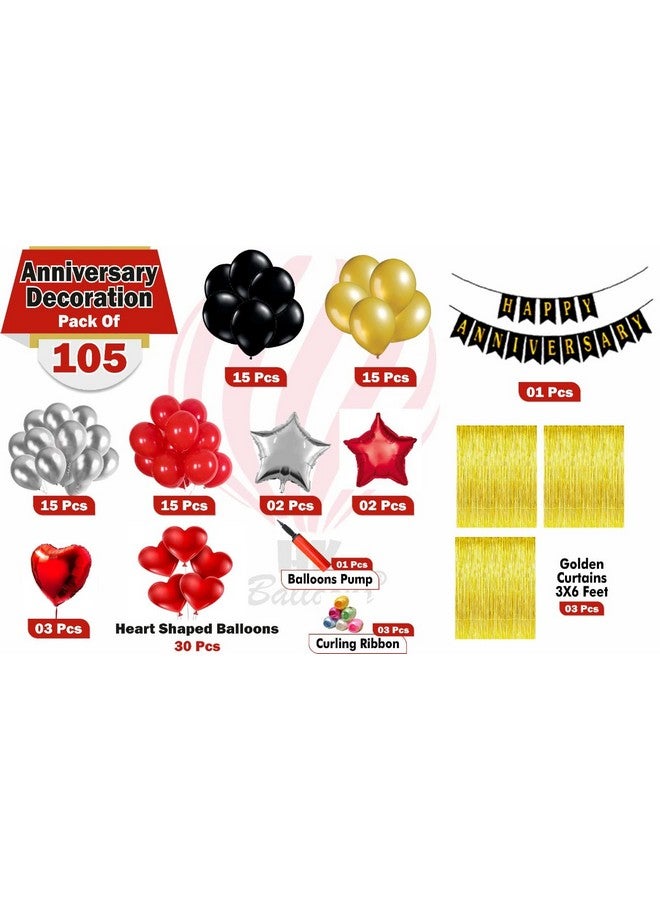 HK Balloons مجموعة من 105 قطعة من ديكورات الذكرى السنوية للزوج والزوجة (متعددة الألوان) (بلاستيك) - Image 3