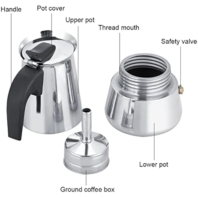 Dpofirs 9 Cups Brikka Pot Of Portable Stainless Steel Coffee Moka Manufacturer Of The Mocha Pot Pot 200 Ml - Image 4