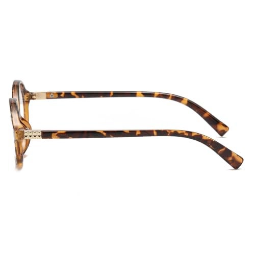 JOVAKIT Retro Oval Blue Light Blocking Glasses for Women Vintage Fashion 90s Small Oval Frame Eyeglasses (Leopard) - Image 3