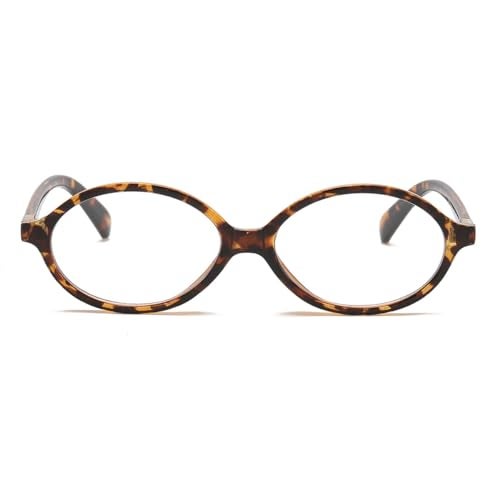JOVAKIT Retro Oval Blue Light Blocking Glasses for Women Vintage Fashion 90s Small Oval Frame Eyeglasses (Leopard) - Image 2