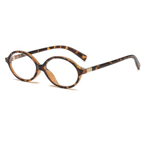 JOVAKIT Retro Oval Blue Light Blocking Glasses for Women Vintage Fashion 90s Small Oval Frame Eyeglasses (Leopard) - Image 1