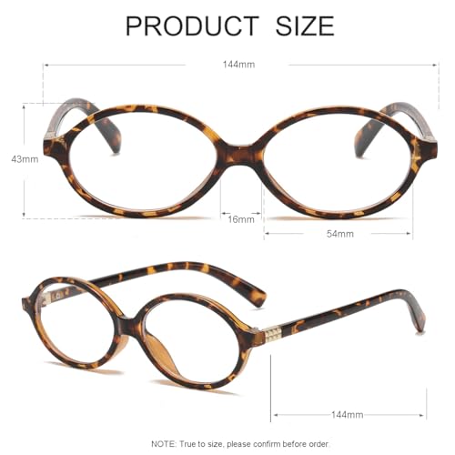 JOVAKIT Retro Oval Blue Light Blocking Glasses for Women Vintage Fashion 90s Small Oval Frame Eyeglasses (Leopard) - Image 4