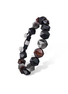 AWNL AWNL Men's Woven Drawstring Beaded Bracelet with 10mm Natural Gemstones and Sterling Silver Closure,Gift for Men Husband Boyfriend  - Image 1