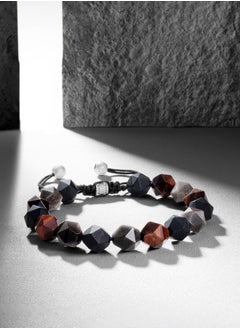 AWNL AWNL Men's Woven Drawstring Beaded Bracelet with 10mm Natural Gemstones and Sterling Silver Closure,Gift for Men Husband Boyfriend  - Image 3