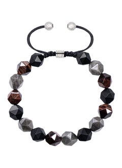 AWNL AWNL Men's Woven Drawstring Beaded Bracelet with 10mm Natural Gemstones and Sterling Silver Closure,Gift for Men Husband Boyfriend  - Image 5