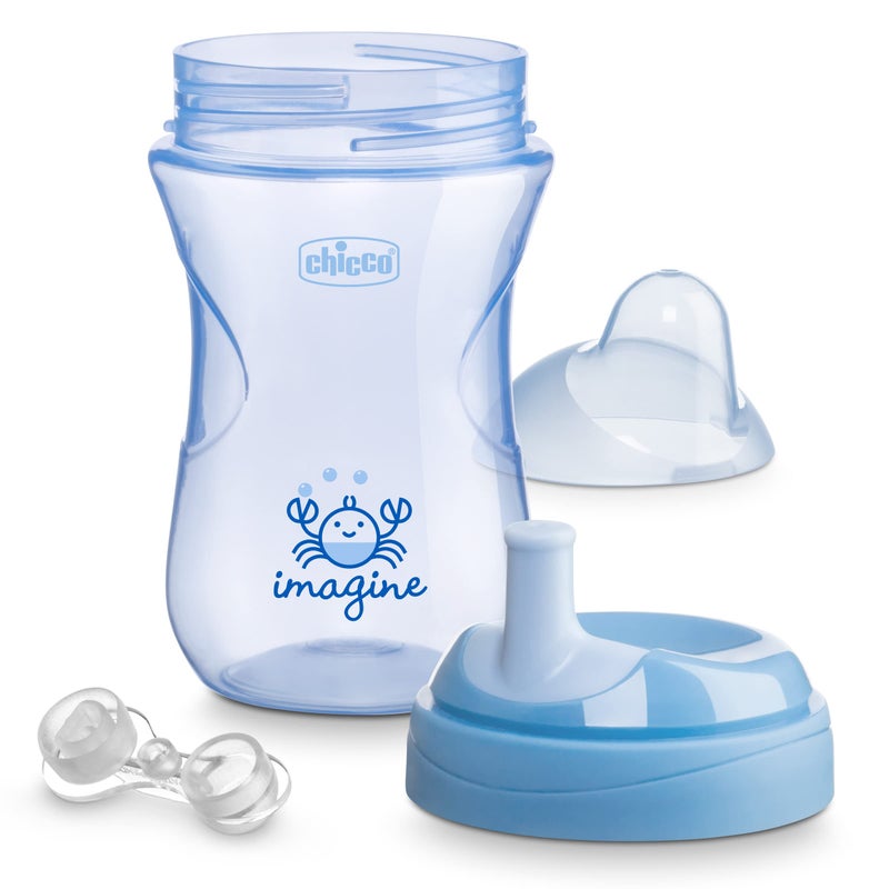 Chicco Sport Spout Trainer with Semi-Firm, Bite-Resistant Spout and Spill-Free Lid 9oz. | Top-Rack Dishwasher Safe | Easy to Hold with Ergonomic Indents | Pale Blue/Teal, 2pk | 9+ months - Image 5