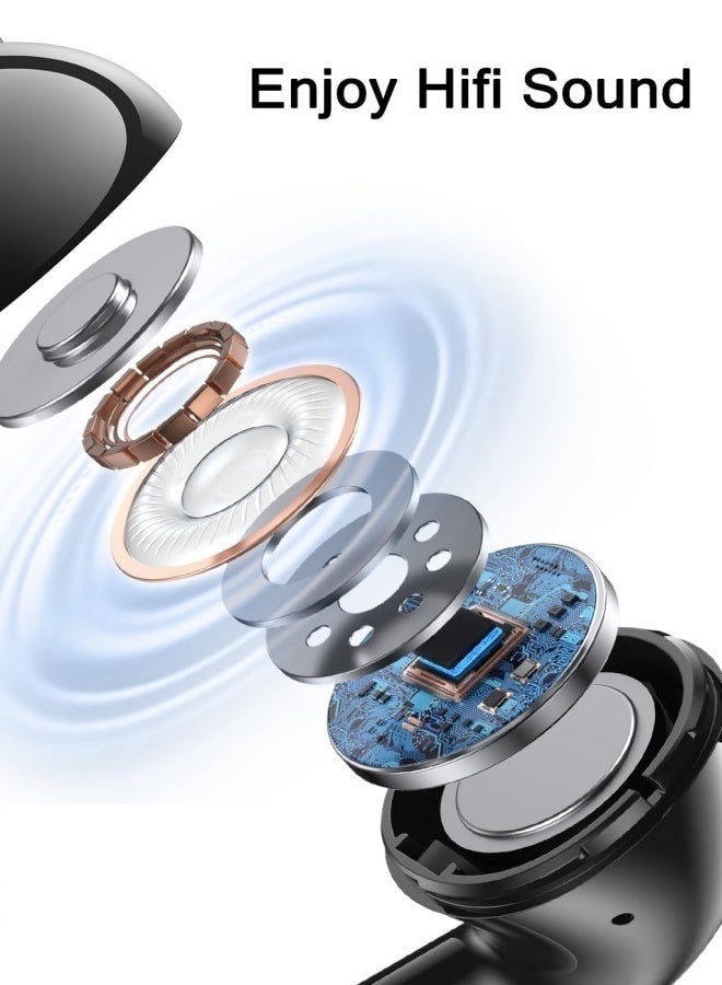 أبلينم سماعات أذن لاسلكية حقيقية، سماعات أذن بلوتوث 5.49 بوصة، 4 ميكروفونات، مكالمات واضحة، سماعات أذن بلوتوث، تحكم باللمس، وقت تشغيل 40، IPX6 مقاومة للماء TWS، سماعات أذن خفيفة الوزن - Image 5