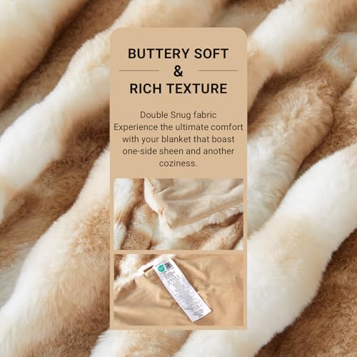 SAPHREAS Faux Fur Throw Blanket for Couch, Fluffy Fuzzy Bubble Blanket for Sofa Bed Living Room, Decor Soft Cozy Gifts for Women Men, 50x60” Tie Dye Khaki - Image 3