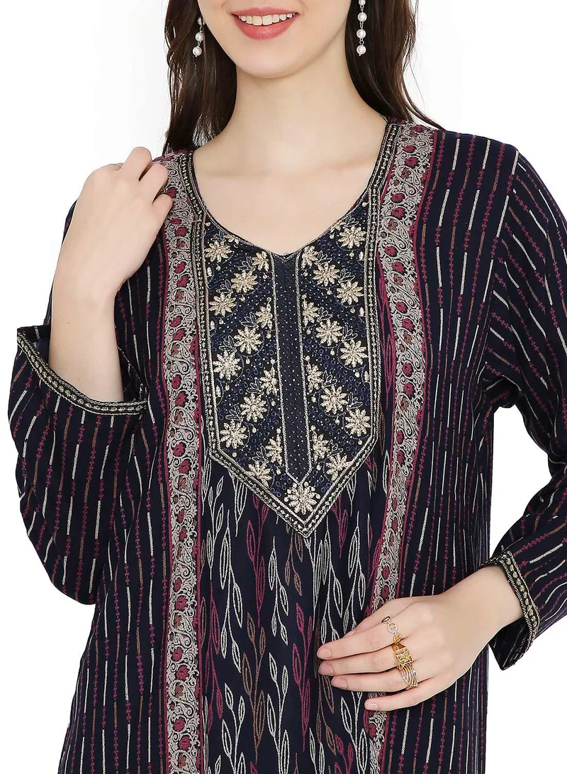 HANA & SARA UNIQUE THREAD EMBROIDERY WITH SMALL STONE WORK LONG VISCOSE ARABIC KAFTAN FARASHA DRESS