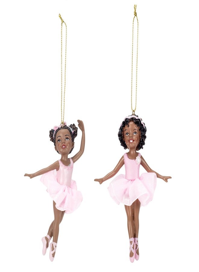 Kurt Adler 2 pc Set - Black Ballerina Girl on Toes Ornament 4 3/8 in - Image 1