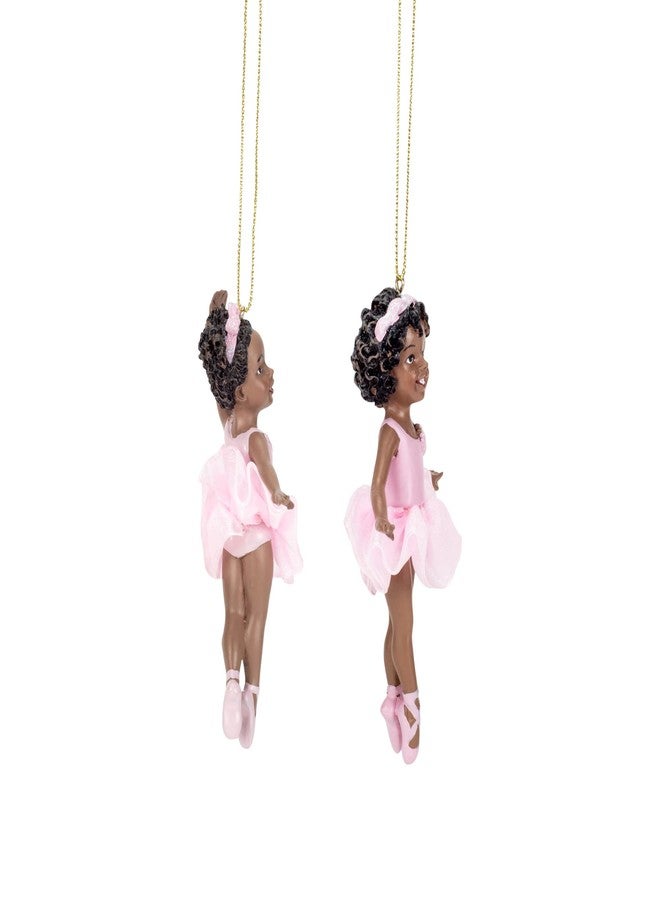 Kurt Adler 2 pc Set - Black Ballerina Girl on Toes Ornament 4 3/8 in - Image 3