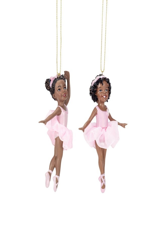 Kurt Adler 2 pc Set - Black Ballerina Girl on Toes Ornament 4 3/8 in - Image 2