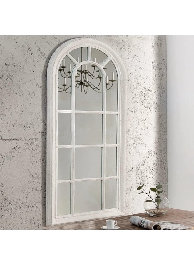 فاملي شيب مرايا طويلة على شكل شباك للحائط  اللون أبيض - Image 1