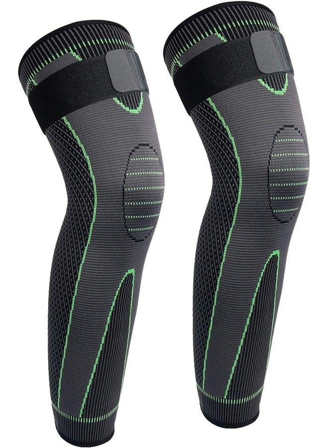serveuttam Polyester Blend Knee Support For Men- 3D Knitted Knee Brace For Gym,Workout And Pain Relief|Extra Long Leg Braces Knee Sleeve For Working Out,Joint Pain (S,Green-Black) (M,Green-Black) - Image 1
