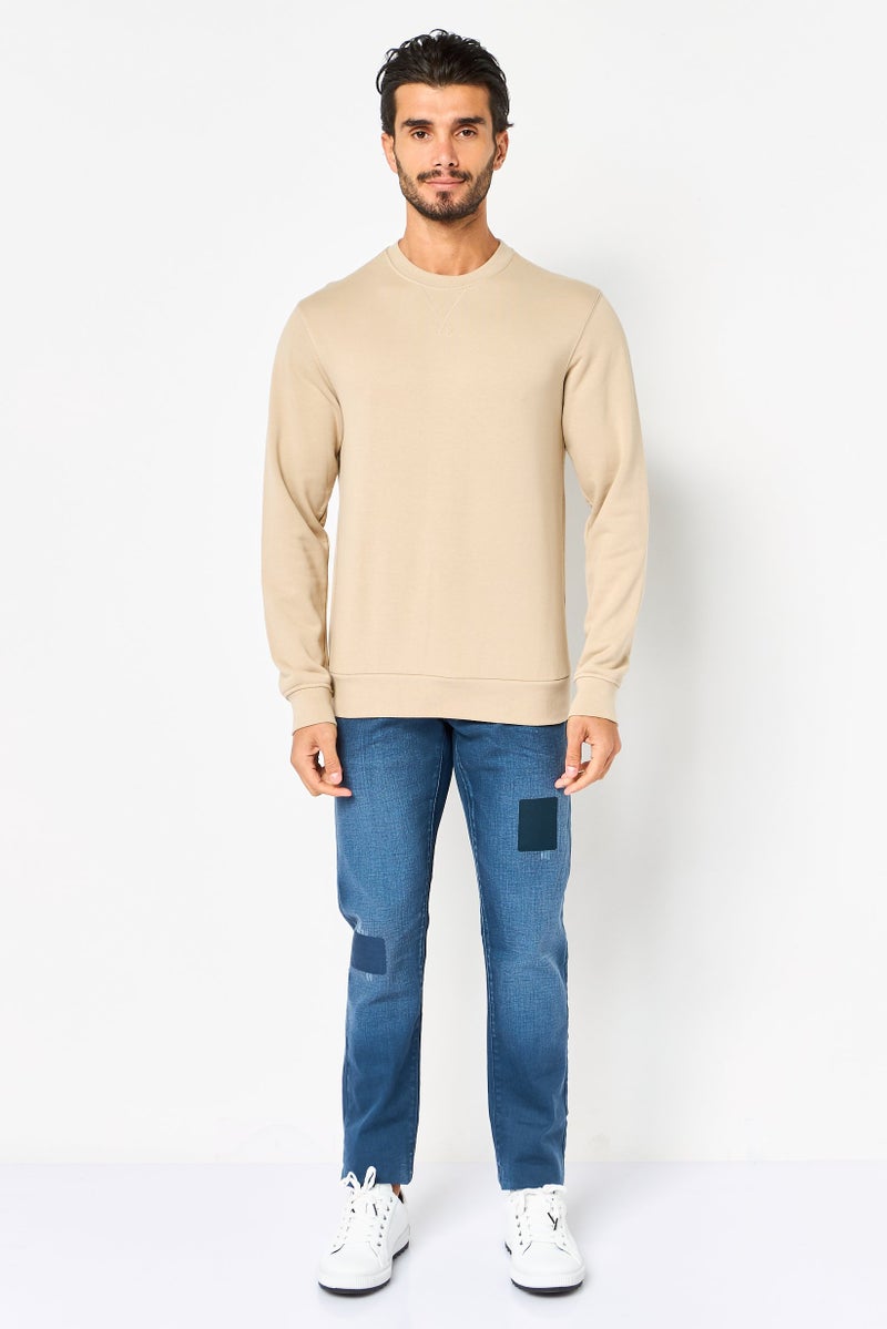 Celio سويت شيرت رجالي بأكمام طويلة وياقة دائرية، لون بني فاتح - Image 2