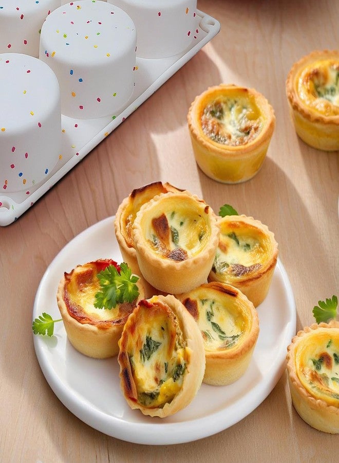 Dootafy Silicone Egg Bite Molds, 2 Pack Silicone Egg Molds Frittata Pan, Deep 3 Inch Dash Egg Cups Sous Vide Egg Mold Round Rolls Molds for Egg Breakfast Sandwiches Omelets Dinner Rolls Baking - White - Image 5