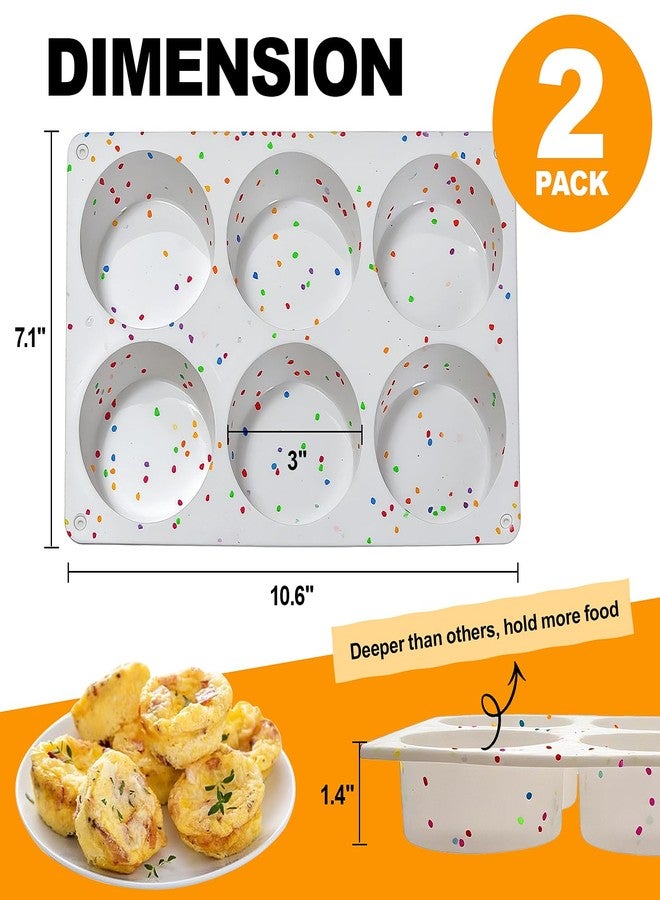 Dootafy Silicone Egg Bite Molds, 2 Pack Silicone Egg Molds Frittata Pan, Deep 3 Inch Dash Egg Cups Sous Vide Egg Mold Round Rolls Molds for Egg Breakfast Sandwiches Omelets Dinner Rolls Baking - White - Image 2