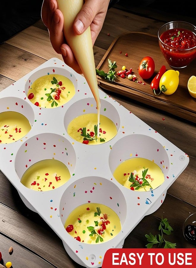 Dootafy Silicone Egg Bite Molds, 2 Pack Silicone Egg Molds Frittata Pan, Deep 3 Inch Dash Egg Cups Sous Vide Egg Mold Round Rolls Molds for Egg Breakfast Sandwiches Omelets Dinner Rolls Baking - White - Image 3