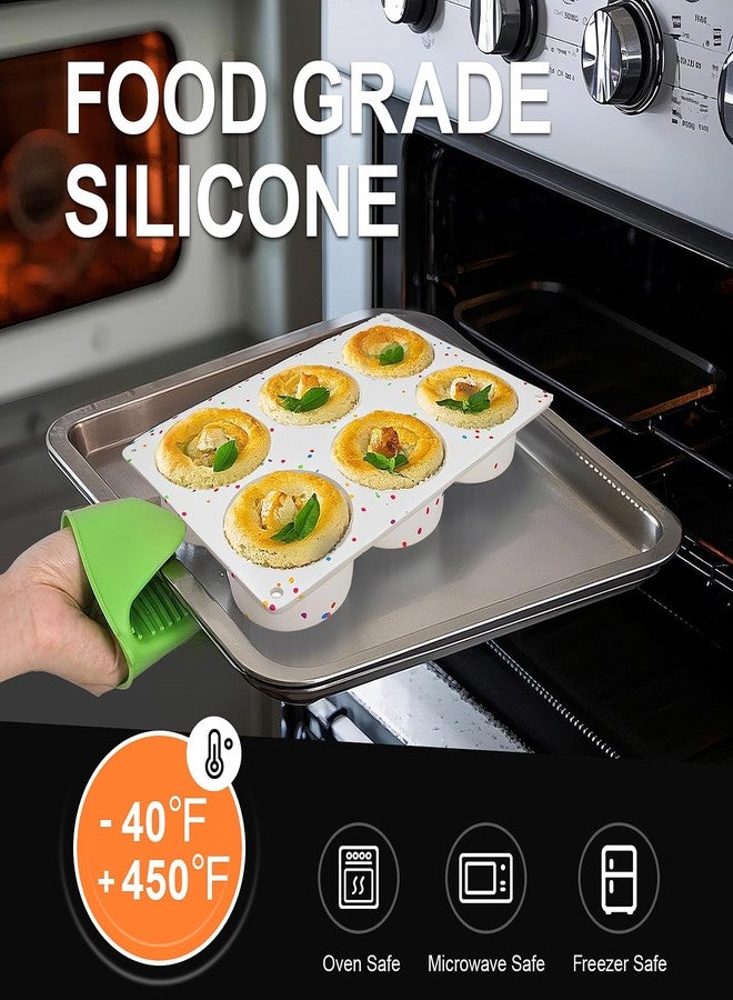 Dootafy Silicone Egg Bite Molds, 2 Pack Silicone Egg Molds Frittata Pan, Deep 3 Inch Dash Egg Cups Sous Vide Egg Mold Round Rolls Molds for Egg Breakfast Sandwiches Omelets Dinner Rolls Baking - White - Image 4