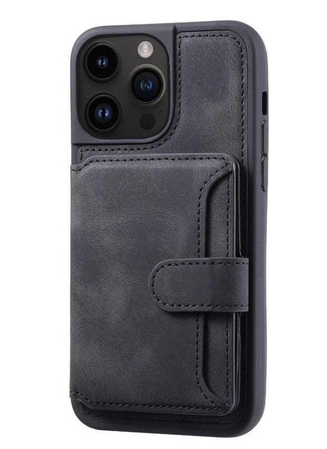 Generic - iPhone 15 Pro Case with RFID Blocking Credit Card Holder, PU Leather Kickstand Card Slots Protective Case Cover, Luxury Flip Wallet Case for iPhone 15 Pro 6.1", Black - Image 1