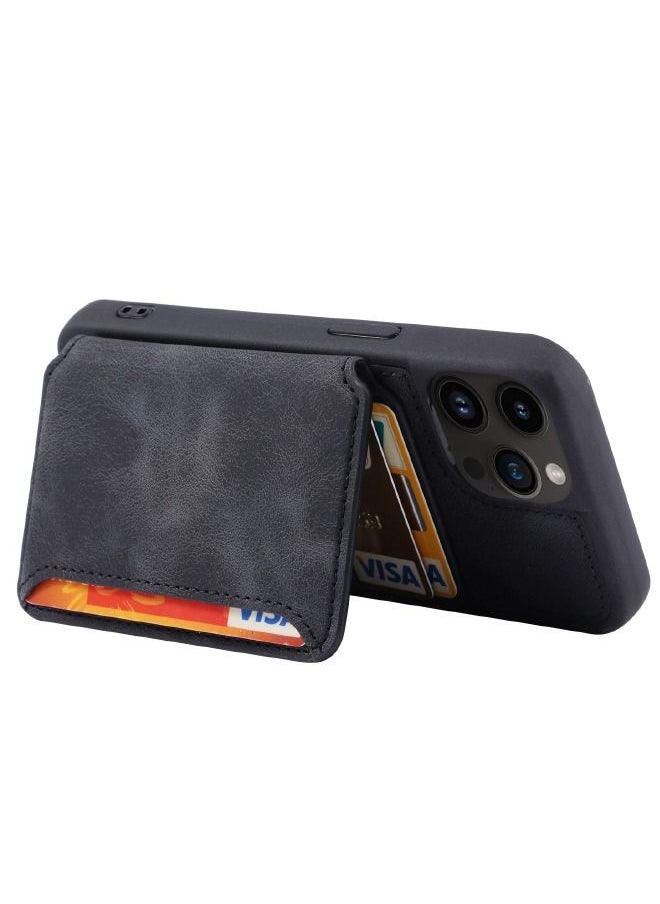 Generic - iPhone 15 Pro Case with RFID Blocking Credit Card Holder, PU Leather Kickstand Card Slots Protective Case Cover, Luxury Flip Wallet Case for iPhone 15 Pro 6.1", Black - Image 1