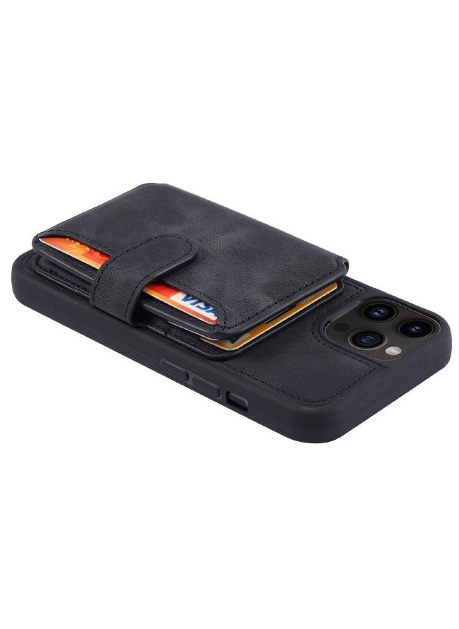 Generic - iPhone 15 Pro Case with RFID Blocking Credit Card Holder, PU Leather Kickstand Card Slots Protective Case Cover, Luxury Flip Wallet Case for iPhone 15 Pro 6.1", Black - Image 1