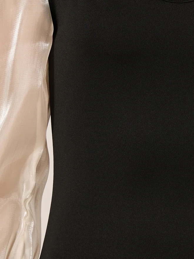 تايك تو Take Two Black Color Block Long Sleeve Layered Maxi Dress