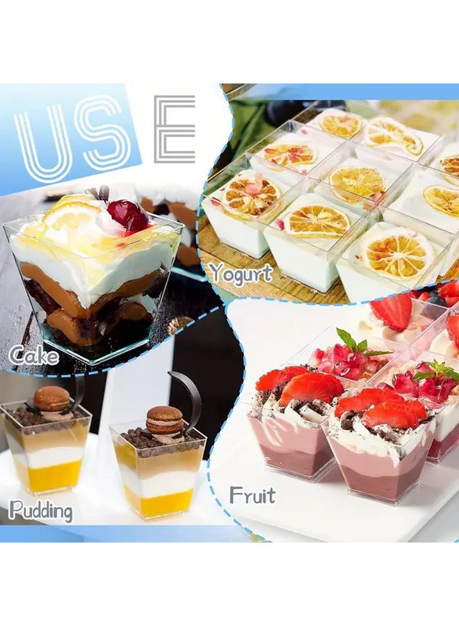 25pcs Square Dessert Cups 2oz 60ml Small Transparent Cups for Ice Cream Candy Salad Jelly Appetizer Mousse - Image 4