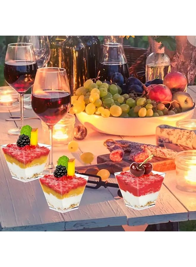 25pcs Square Dessert Cups 2oz 60ml Small Transparent Cups for Ice Cream Candy Salad Jelly Appetizer Mousse - Image 5