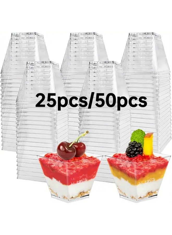 25pcs Square Dessert Cups 2oz 60ml Small Transparent Cups for Ice Cream Candy Salad Jelly Appetizer Mousse - Image 1