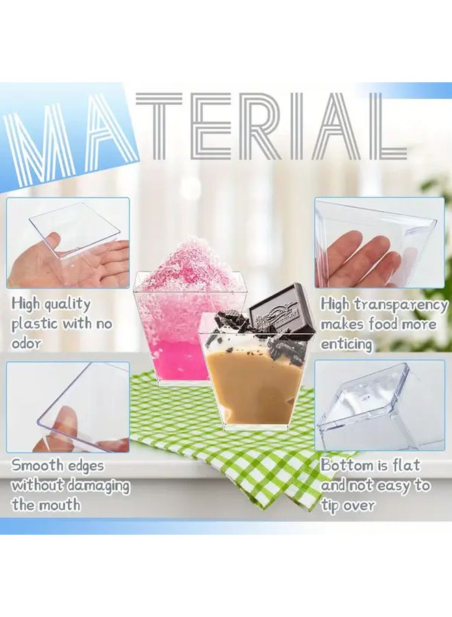 25pcs Square Dessert Cups 2oz 60ml Small Transparent Cups for Ice Cream Candy Salad Jelly Appetizer Mousse - Image 2