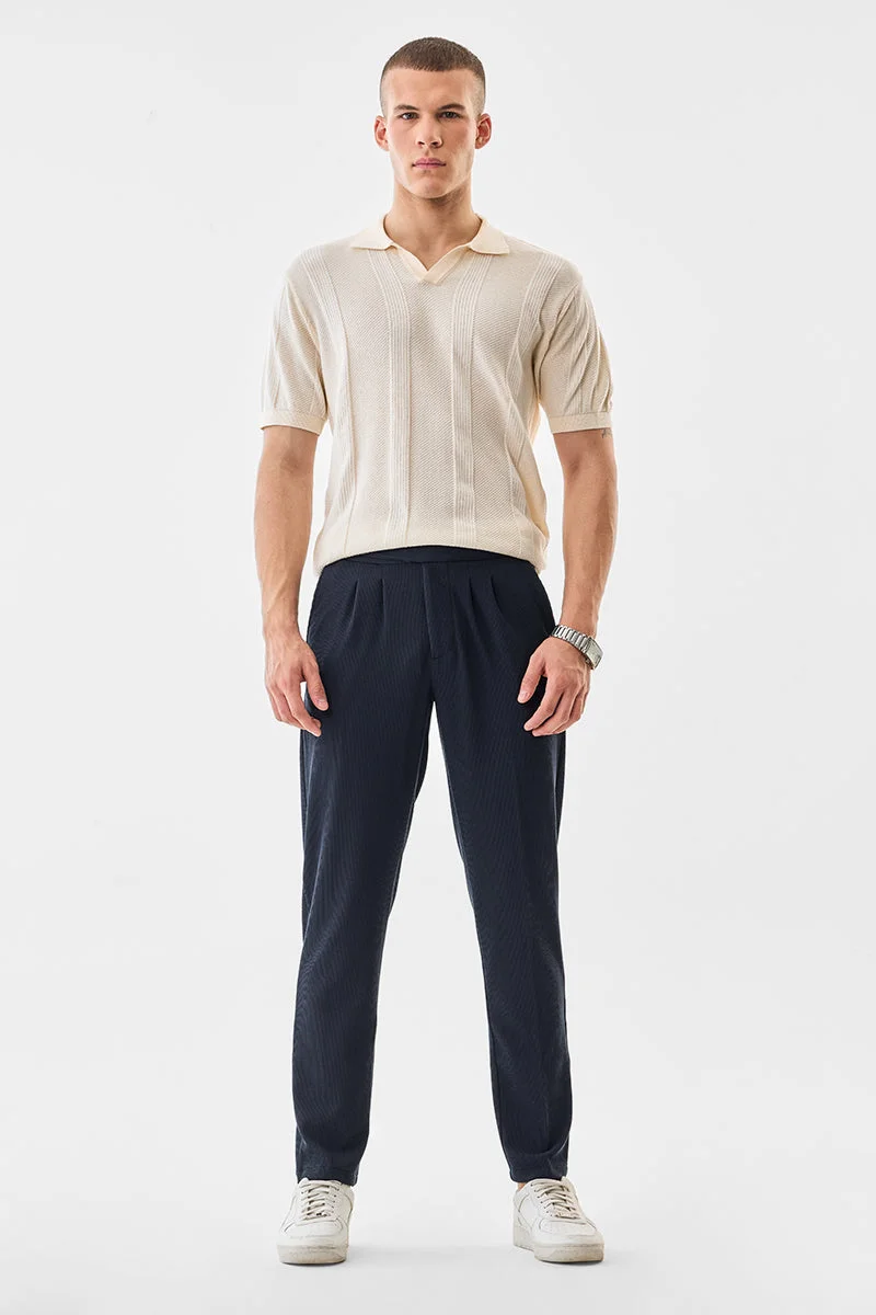 SNITCH Textured Slim Fit Stretch Trousers