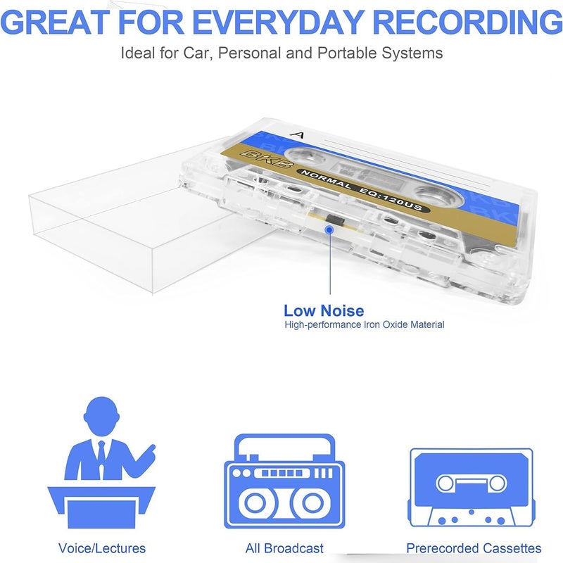 Tobo Empty Cassette Tape 60 Minutes Standard Cassette Blank Tape Player Empty Magnetic Audio Tape Recording for Speech Music Recording MP3 /DVD TD-1238CA (Pack of 5) - Image 3
