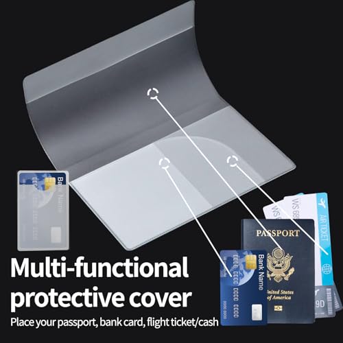 Owfeel 10pcs Frosted Plastic Passport Cover Passport Protector+20pcs Clear Plastic ID Credit Card Holder - Image 5