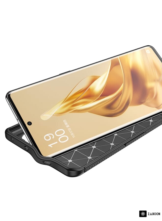 Green Tiger For OPPO Reno9 Pro+ Carbon Fiber Texture Shockproof TPU Phone Case(Black) - Image 4