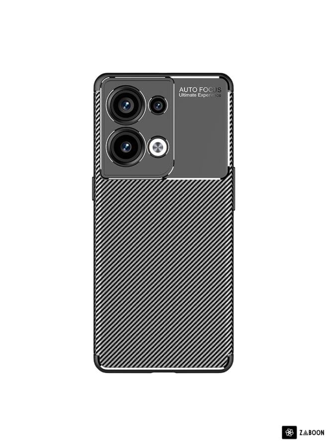 Green Tiger For OPPO Reno9 Pro+ Carbon Fiber Texture Shockproof TPU Phone Case(Black) - Image 2