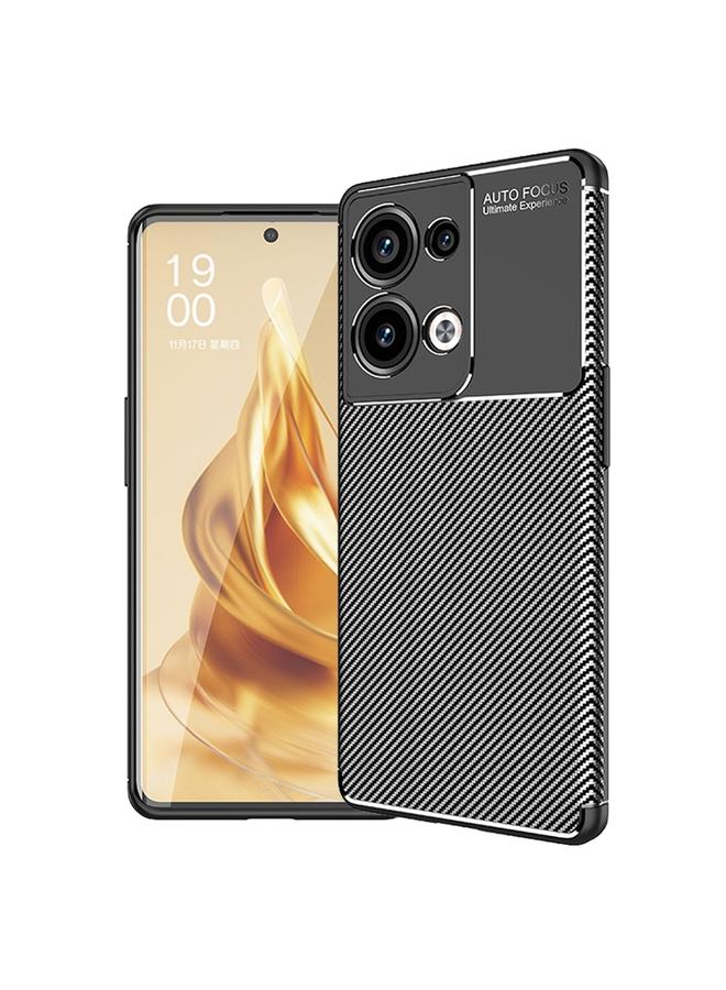 Green Tiger For OPPO Reno9 Pro+ Carbon Fiber Texture Shockproof TPU Phone Case(Black) - Image 1