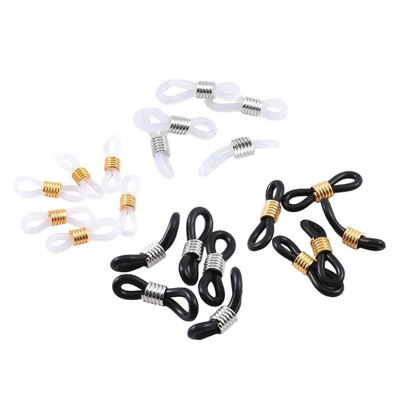 SATRA TRADERS Eyeglass Chain Connector, Adjustable Anti Slip Silicone Strap Holder Chain End Loop Large Size for Sunglasses | 100 Pcs | Black-Silver - Image 3