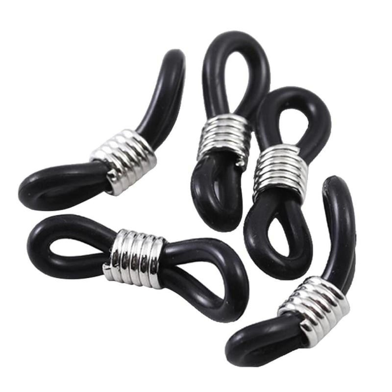 SATRA TRADERS Eyeglass Chain Connector, Adjustable Anti Slip Silicone Strap Holder Chain End Loop Large Size for Sunglasses | 100 Pcs | Black-Silver - Image 1