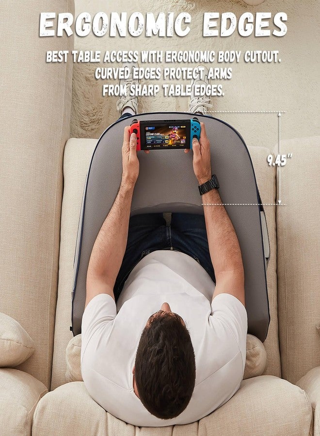 cooloo8 Reading Pillow for Gaming, Extra Large Laptop Pillow for Adult, Memory Foam Lap Desk Gaming Pillow for Reading, Working, Playing Steam Deck Switch or Sitting in Bed Floor Sofa(Grey) - Image 2