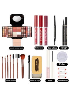 Miss Rose All In One Makeup Kit For Women Includes 54 Color Eyeshadow Palette Eyeliner Mascara Makeup Brushes Liquid Lipstick Eyebrow Soap (013Black)  - Image 2