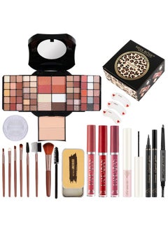 Miss Rose All In One Makeup Kit For Women Includes 54 Color Eyeshadow Palette Eyeliner Mascara Makeup Brushes Liquid Lipstick Eyebrow Soap (013Black)  - Image 1