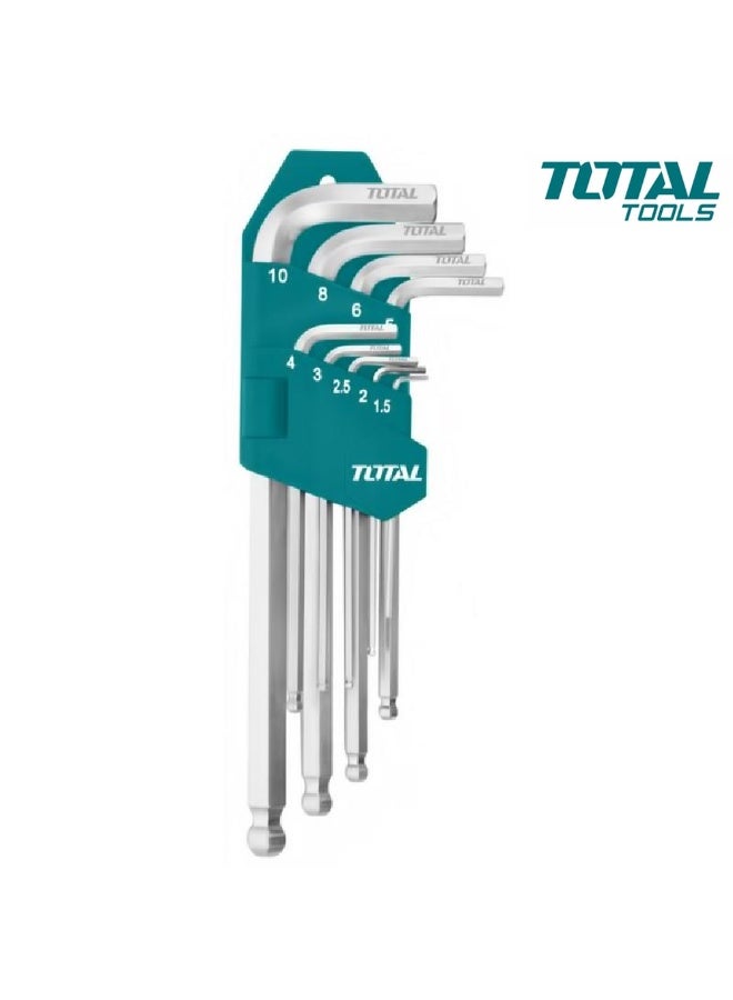 Total Ball Point Hex Key Set 9pcs (1.5–10mm) – Durable Chrome Vanadium Allen Key Set for Precision Work, Repairs & Mechanical Projects - Image 2
