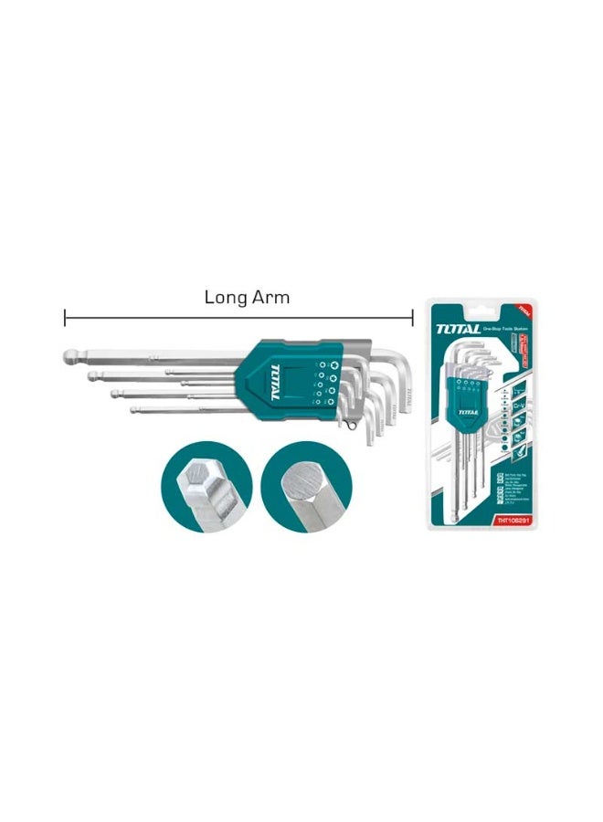 Total Ball Point Hex Key Set 9pcs (1.5–10mm) – Durable Chrome Vanadium Allen Key Set for Precision Work, Repairs & Mechanical Projects - Image 1