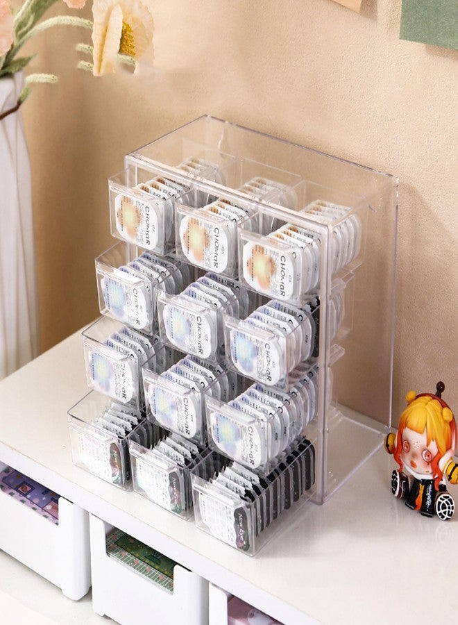 Klmnop Daily Contact Lens Organizer Case, 12 Grids Large Capacity Colored Contact Lenses Storage Box, Clear Plastic Daily Contact Lenses Dispenser for All Brand(Clear - Image 1
