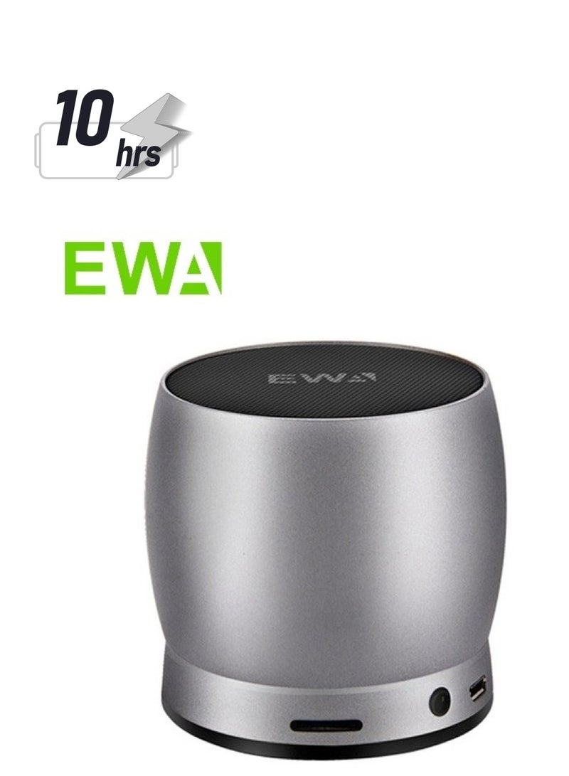 EWA مكبر صوت بلوتوث محمول صغير EWA A150 لاسلكي هاي فاي ستيريو مع صوت جهير قوي صندوق موسيقى معدني مع مضخم صوت، يدعم بطاقة ميكرو SD ومدخل 3.5 مم (فضي) - Image 1