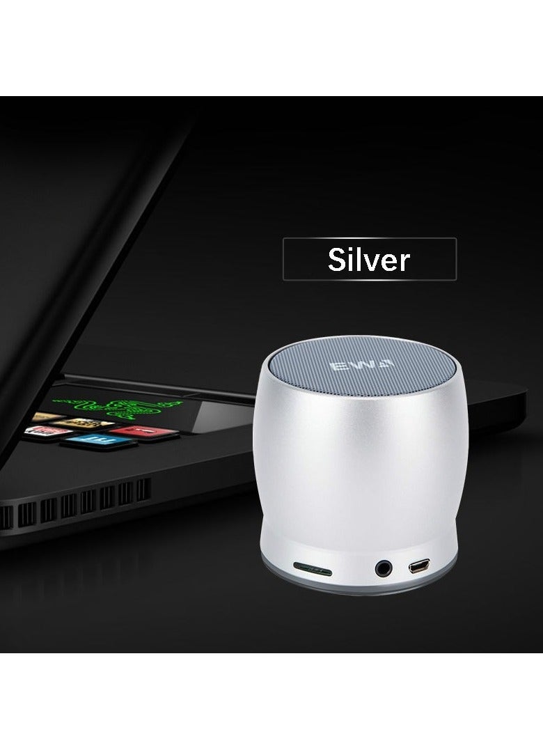 EWA مكبر صوت بلوتوث محمول صغير EWA A150 لاسلكي هاي فاي ستيريو مع صوت جهير قوي صندوق موسيقى معدني مع مضخم صوت، يدعم بطاقة ميكرو SD ومدخل 3.5 مم (فضي) - Image 2